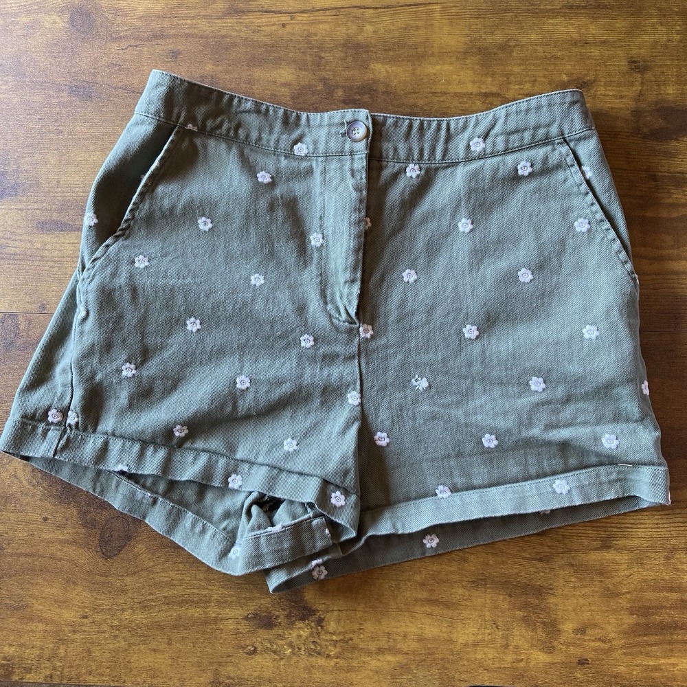 Mi Ami Francesca's Floral High rise Green Shorts Women's 100%‎ Cotton Size M